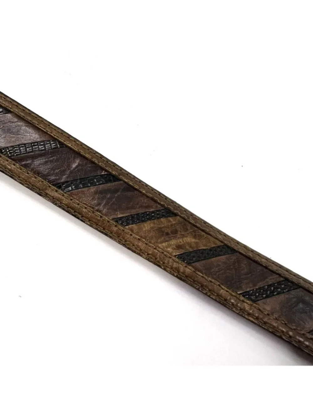 PAOLO DA PONTE Vintage Leather Lizard Skin Belt Made in Italy Womens 34 Brown